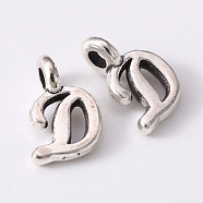 Tibetan Style Alloy Charms, Cadmium Free & Lead Free, Antique Silver, Letter.D, D: 10x6x1.5mm, Hole: 1.8mm(TIBEP-R361-01D-AS-RS)