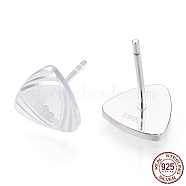 925 Sterling Silver Stud Earrings, Triangle, Nickel Free, with S925 Stamp, Silver, 8.5x9mm, Pin: 0.9mm(STER-T004-52S)