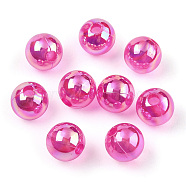 Transparent Acrylic Beads, AB Colors Plated, Round, Camellia, 10mm, Hole: 1.8mm, about 950pcs/500g(MACR-T046-01E-07)