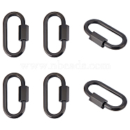 304 Stainless Steel Screw Carabiner Lock Charms, for Necklaces Making, Oval, Electrophoresis Black, 21x11x4mm, 6pcs/box(STAS-UN0050-89EB)
