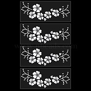 PET Waterproof Car Stickers, Self-Adhesive Decals, for Vehicle Decoration, Flower, White, 125x307x0.1mm, Sticker: 301x115mm(STIC-WH0004-09A)