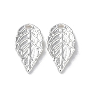 Alloy Pendants, Long-Lasting Plated, Leaf, Silver, 16x8.5x1.3mm, Hole: 1.3mm(PALLOY-F309-42S)