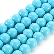 Painted Glass Bead Strands, Baking Paint, Round, Light Sky Blue, 4mm, Hole: 1.1~1.3mm, about 200pcs/strand, 31.4 inch(DGLA-S071-4mm-43)