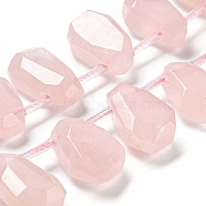 Natural Rose Quartz Beads Strands, Faceted, Teardrop, Top Drilled, 10~18x8~13x3~7mm, Hole: 1mm, about 27pcs/strand, 15.79''~15.98''(40.1~40.6cm)(G-Z040-A02-01)