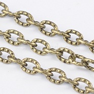 Iron Textured Cable Chains, Unwelded, with Spool, Antique Bronze, 4x3x0.7mm, about 328.08 Feet(100m)/roll(CH-0.7YHSZ-AB)