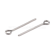 304 Stainless Steel Eye Pin, Stainless Steel Color, 21 Gauge(0.7mm), 29x0.7mm, Hole: 2mm(STAS-I318-C11-P)