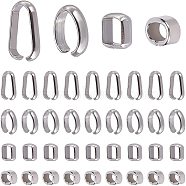 Elite 200Pcs 4 Style 304 Stainless Steel Open Quick Link Connectors, Oval and Square, Stainless Steel Color, 50pcs/style, 200pcs/box(STAS-PH0001-40)