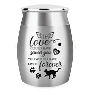 Column Mini Stainless Steel Urn for Human Pet Ashes, Small Cremation Urn, Memorial Keepsake Ash Holder, Cat Shape, 30x40mm(AJEW-WH0540-019)