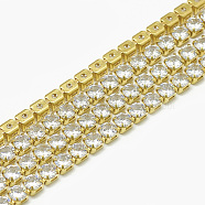 Brass Cubic Zirconia Chains, Cubic Zirconia Cup Chain, Lead Free & Nickel Free, Raw(Unplated), 1.5mm, about 9.35 Feet(2.85m)/bundle, 1440PCS/Bundle(CHC-N014-01-A-FF)