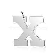 Tarnish Resistant 201 Stainless Steel Pendants, Letter, Stainless Steel Color, Letter.X, 29.5x30.5x1.5mm, Hole: 4.5mm(STAS-S105-T585S-X)