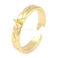 Brass Cuff Finger Ring Settings, for Half Drilled Beads, Real 18K Gold Plated, 4mm, Adjustable, Pin: 0.9mm(KK-L219-15E-G)