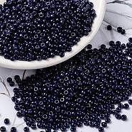 MIYUKI Round Rocailles Beads, Japanese Seed Beads, (RR4494) Duracoat Dyed Opaque Indigo Navy Blue, 8/0, 3mm, Hole: 1mm, about 2111~2277pcs/50g(SEED-X0055-RR4494)
