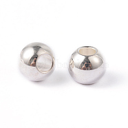 Round 202 Stainless Steel Beads, Silver Color Plated, 8x6.5mm, Hole: 3.5mm(X-STAS-O091-C-04S)