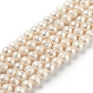 Natural Cultured Freshwater Pearl Beads Strands, Potato, Bisque, 8.5~12mm, Hole: 0.7mm, about 40pcs/strand, 14.84 inch(37.7cm)(PEAR-L033-28-01)