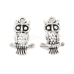 Rack Plating Alloy Pendants, Electroplate Nickel Cadmium Free & Lead Free, Owl, Antique Silver, 19x12.5x3mm, Hole: 1.8mm(FIND-Q108-01AS)