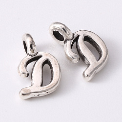 Tibetan Style Alloy Charms, Cadmium Free & Lead Free, Antique Silver, Letter.D, D: 10x6x1.5mm, Hole: 1.8mm(TIBEP-R361-01D-AS-RS)