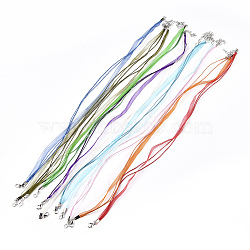 Jewelry Making Necklace Cord, with 2 Threads Waxed Cord, Organza Ribbon and Iron Findings, Mixed Color, 17 inch(X-NFS048)
