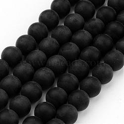 Frosted Glass Bead Strands, Round, Black, 8mm, Hole: 1mm, about 52pcs/strand, 15.7 inch(GLAA-G016-8mm-02)