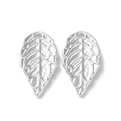 Alloy Pendants, Long-Lasting Plated, Leaf, Silver, 16x8.5x1.3mm, Hole: 1.3mm(PALLOY-F309-42S)