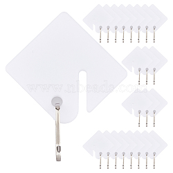 Slotted Key Tags, Plastic Hanging Tags with Iron Snap Hooks, for Key Cabinet, White, 40x37x2mm, Hole: 5mm(AJEW-WH0258-983)