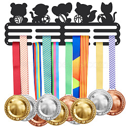 Fashion Iron Medal Hanger Holder Display Wall Rack, Sports Theme, with Screws, Sports Ball, Animal Pattern, 150x400mm(ODIS-WH0021-271)