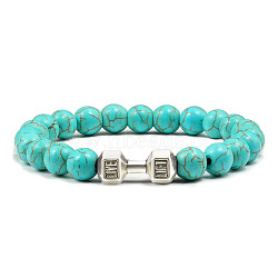 Blue turquoise alloy dumbbell jewelry bracelet for men's high-end and versatile accessories(GK5142-20)