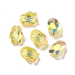 Electroplate Glass Beads, Faceted, Half Plated, Penguin, Yellow, 8x6.5x4.5mm, Hole: 1mm(EGLA-A041-01-HP03)