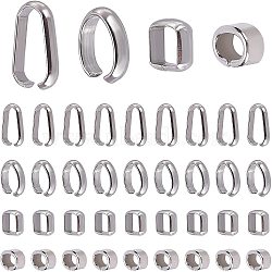 Elite 200Pcs 4 Style 304 Stainless Steel Open Quick Link Connectors, Oval and Square, Stainless Steel Color, 50pcs/style, 200pcs/box(STAS-PH0001-40)