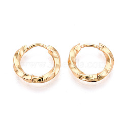 304 Stainless Steel Hoop Earrings, Twist Ring, Real 18K Gold Plated, 13.5x14.5x2.5mm(STAS-T074-24G)