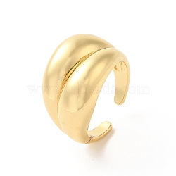 Brass Open Cuff Rings, Real 18K Gold Plated, Inner Diameter: 18mm(RJEW-P098-10G)
