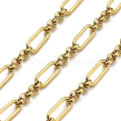 Ion Plating(IP) 304 Stainless Steel Oval Link Chains, Unwelded, with Spool, Polished, Real 18K Gold Plated, 9.5x4.5x1mm(CHS-G039-02B-G)