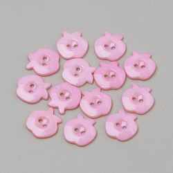 2-Hole Acrylic Buttons, Apple, Pink, 14x13x2mm, Hole: 1.5~2mm(BUTT-Q037-05I)