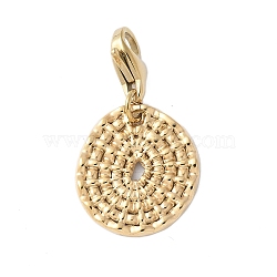 304 Stainless Steel Oval Pendant Decoration, with Lobster Claw Clasps, PVD Vacuum Plating, Real 18K Gold Plated, 26.5mm, Pendant: 15.5x14x1mm(STAS-S165-13G)