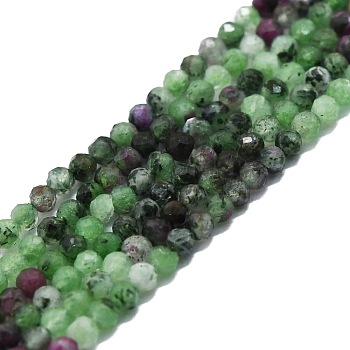 Natural Ruby in Zoisite Beads Strands, Faceted, Round, 2mm, Hole: 0.5mm, about 215pcs/strand, 15.16''~15.55''(38.5~39.5cm)
