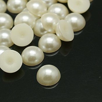 Half Round/Domed Imitated Pearl Acrylic Cabochons, Creamy White, 2.5mm