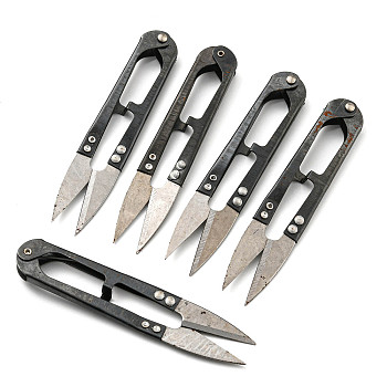 (Defective Closeout Sale: Rusty) 12Pcs Sharp Steel Scissors, Black, 10.6x1.9x1.05cm
