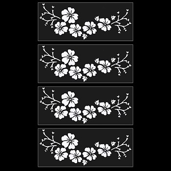 PET Waterproof Car Stickers, Self-Adhesive Decals, for Vehicle Decoration, Flower, White, 125x307x0.1mm, Sticker: 301x115mm