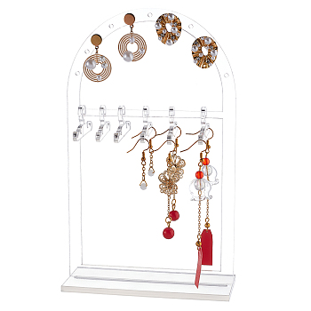 Transparent Acrylic Earring Display Stands, with 10Pcs Hangers, Arch Coat hanger Shape, Clear, Finished Product: 5x12x20cm, about 12pcs/set