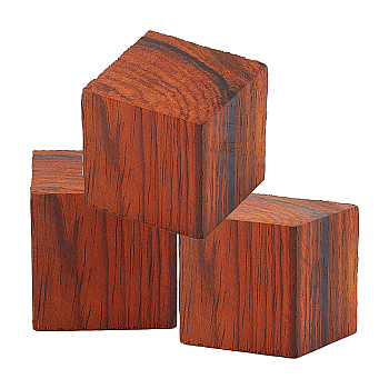 Natural Wood Beads, No Hole//Undrilled, Cube, Chocolate, 30x30x30mm