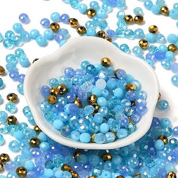Glass Beads, Faceted, Rondelle, Pale Turquoise, 6x5mm, Hole: 1mm, about 2360pcs/500g