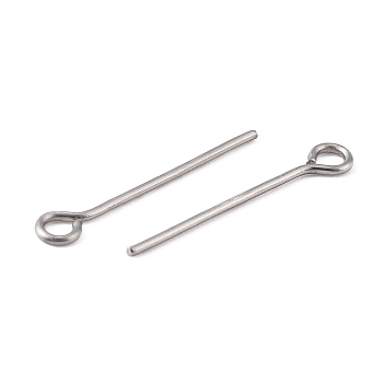 304 Stainless Steel Eye Pin, Stainless Steel Color, 21 Gauge(0.7mm), 29x0.7mm, Hole: 2mm