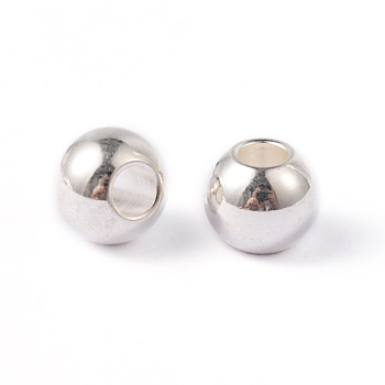 Round 202 Stainless Steel Beads, Silver Color Plated, 8x6.5mm, Hole: 3.5mm