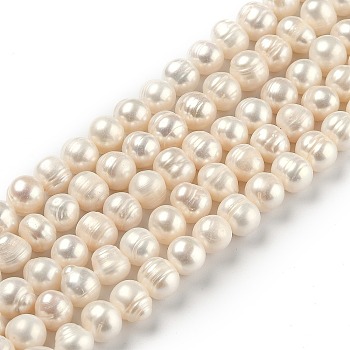 Natural Cultured Freshwater Pearl Beads Strands, Potato, Bisque, 8.5~12mm, Hole: 0.7mm, about 40pcs/strand, 14.84 inch(37.7cm)