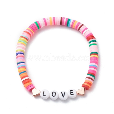 9Pcs 9 Style Handmade Polymer Clay Heishi Surfer Stretch Bracelets Set(BJEW-JB08863)-4