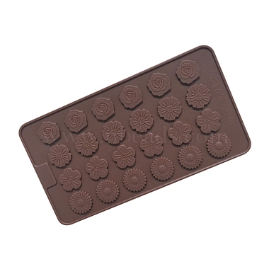 24-Cavity Silicone 4 Styles Flower Wax Melt Molds, For DIY Wax Seal Beads  Craft Making, Rectangle, Coconut Brown, 210x115mm