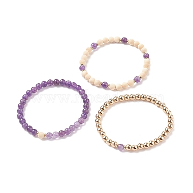 Ensemble de bracelets extensibles en perles de style bois naturel(BJEW-JB08497)-4