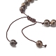 Round Natural Gemstone Braided Bead Bracelet with Buddha Head(BJEW-JB07640)-7