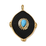 304 Stainless Steel Enamel Pendants, Rhombus Charms, with Resin, Golden, 31x22.5x4.5mm, Hole: 2x2.8mm(SA-CBAFCBF-03G)