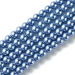 Eco-Friendly Dyed Glass Pearl Round Beads Strands, Grade A, Cotton Cord Threaded, Mauve, 6mm, Hole: 1.2~1.5mm, about 72pcs/strand, 15 inch(HY-A008-6mm-RB015)