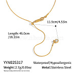 Elegant 304 Stainless Steel Y-Shape Flat Round Tassel Boston Link Chain Lariat Necklaces for Women, Real 18K Gold Plated, 18.11 inch(46cm)(OT4111-2)
